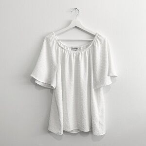 Counterparts Pretty Woman's Short Sleeve Blouse Top Butterfly Sleeve White XL